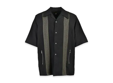 NEEDLES x NUBIAN Track S/S Open Collar Shirt - Cotton Linen "Black"