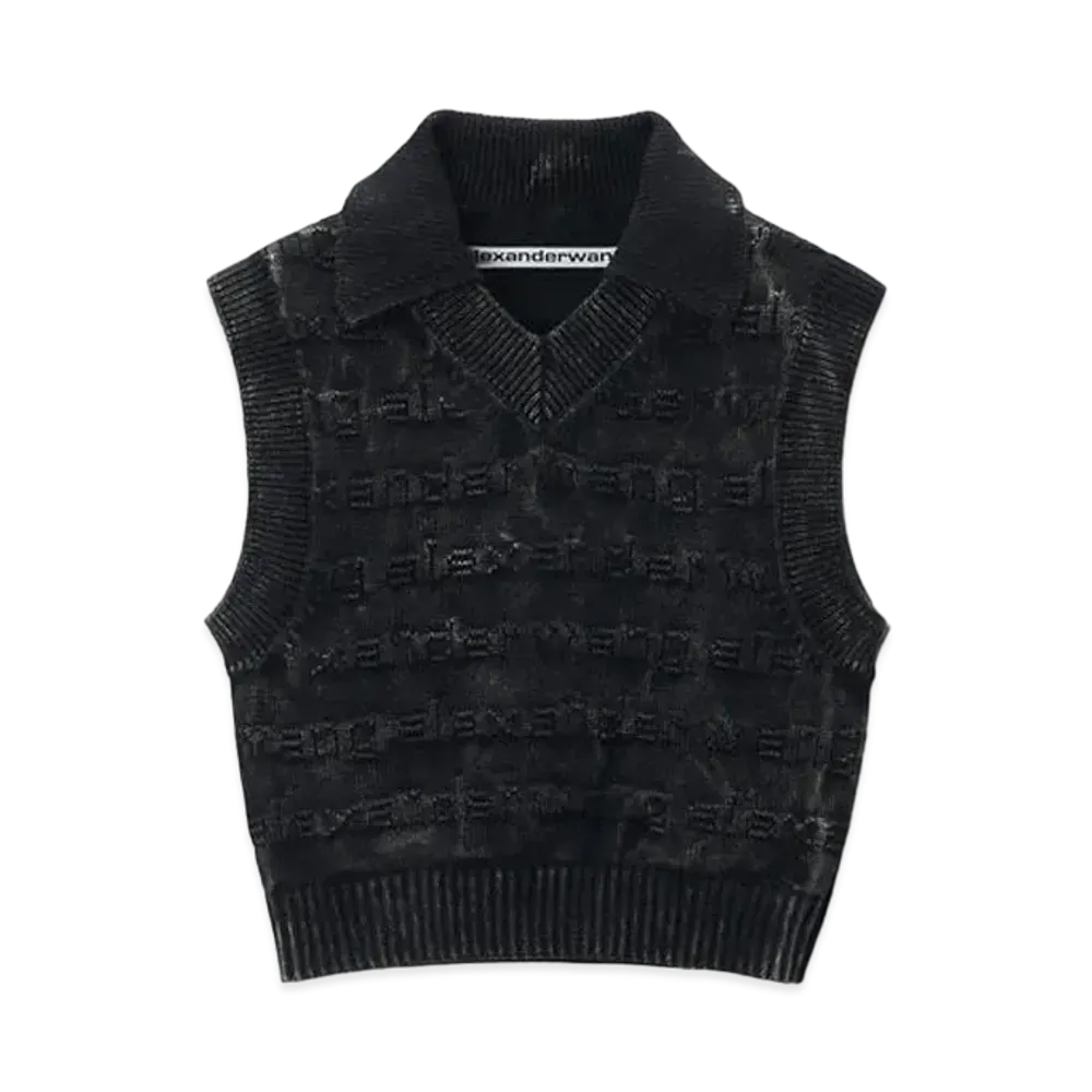 Alexander Wang 3D Logo Cotton Knit Vest "Acid Black/White"