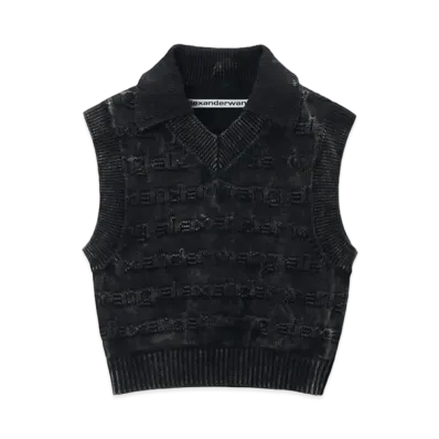 Alexander Wang 3D Logo Cotton Knit Vest "Acid Black/White"