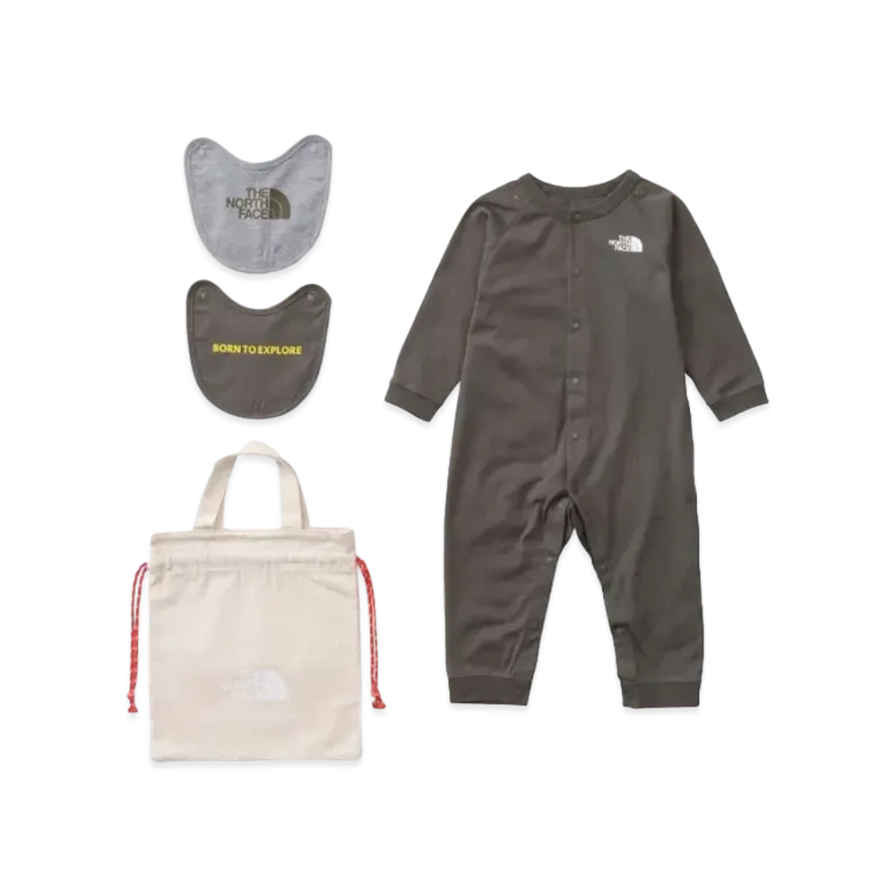 The North Face Baby L/S Rompers & 2P Bib "New Taupe"