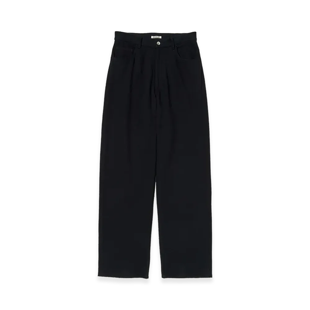 AURALEE Silk Nep Denim 5P Wide Pants "Black"