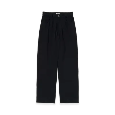 AURALEE Silk Nep Denim 5P Wide Pants "Black"