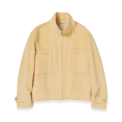 AURALEE Brushed Suri Alpaca Mohair Jacquard Zip Blouson "Yellow"