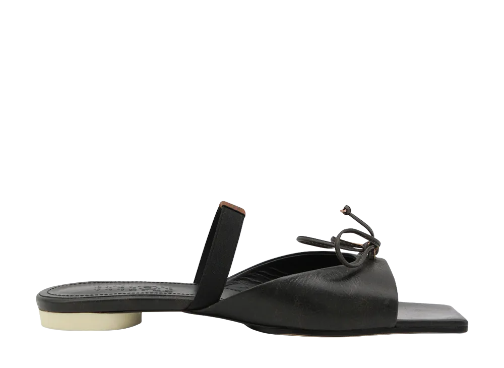 MM6 Maison Margiela Women's Square Toe Bow Detail Leather Sandals "Brown"