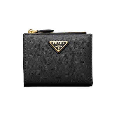 PRADA Saffiano Leather Wallet "Black"