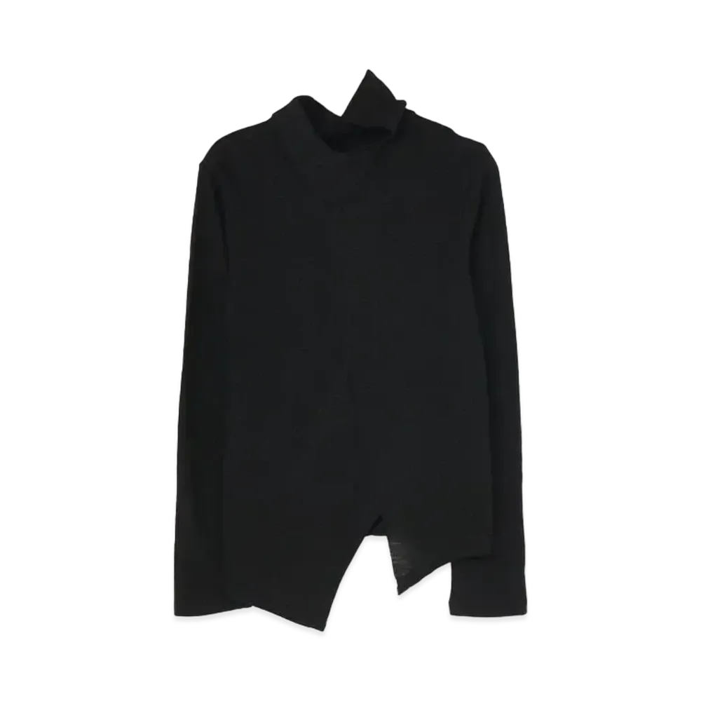 Yohji Yamamoto AIRY SPUN MILLED PS HEM ZIG-ZAG COLLAR "Black"
