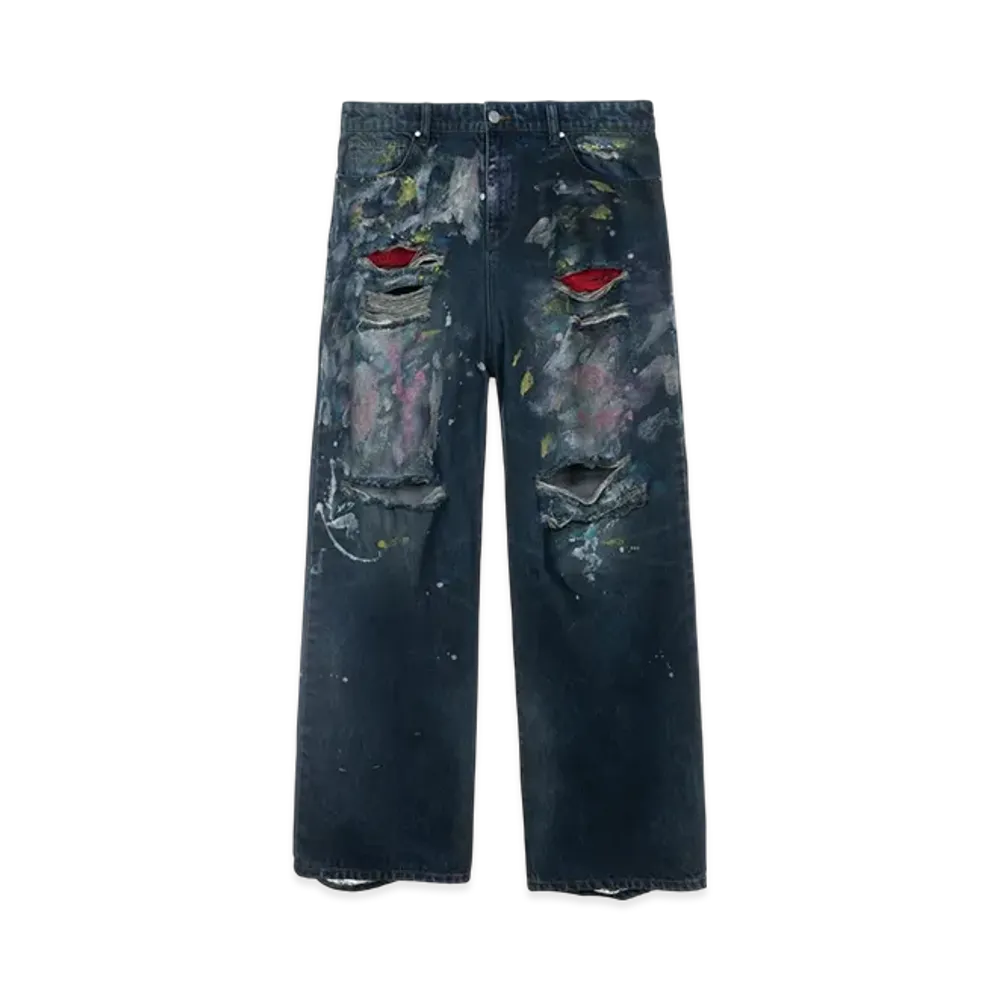 Basketcse Lax Baggy Denim Paint Splatter "Multi"