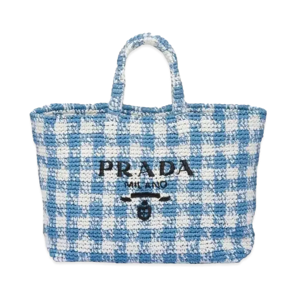 PRADA Large Crochet Tote Bag "Light Blue"