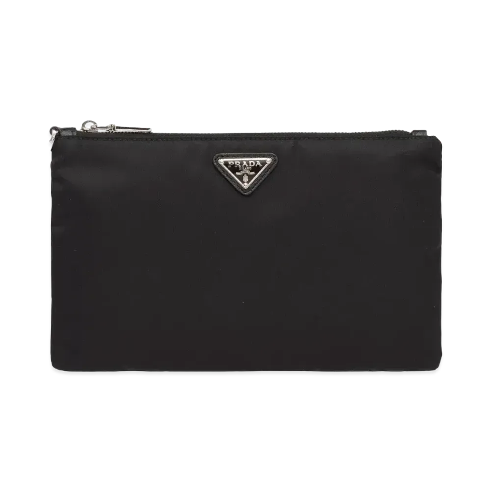 PRADA Re Nylon and Saffiano Leather Pouch "Black"