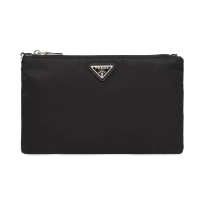 PRADA Re Nylon and Saffiano Leather Pouch "Black"