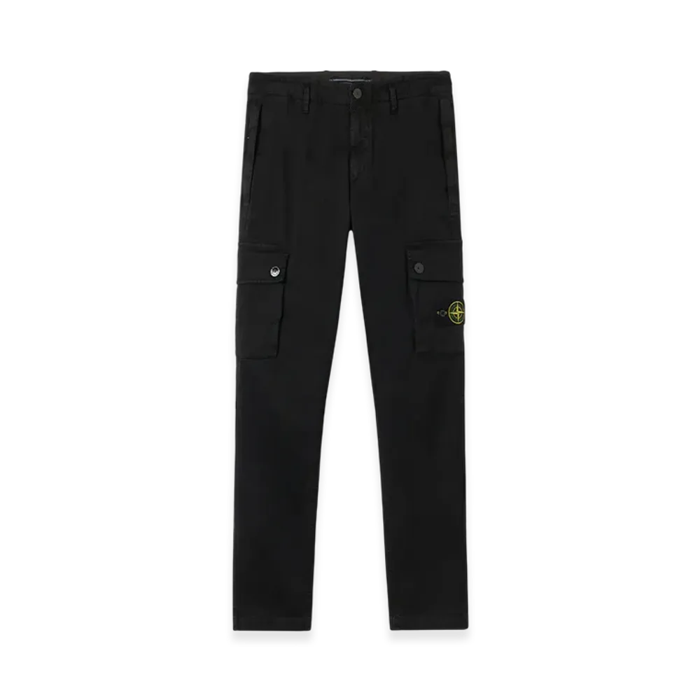 Stone Island 3100034 Stretch Organic Broken Twill Cotton Old Effect "Black"