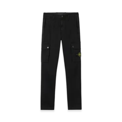 Stone Island 3100034 Stretch Organic Broken Twill Cotton Old Effect "Black"