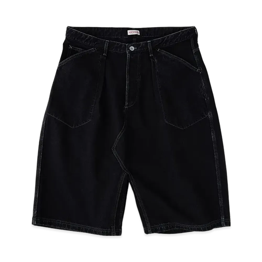 NICENESS B.Stu Aged Effect Baggy Shorts "Black"