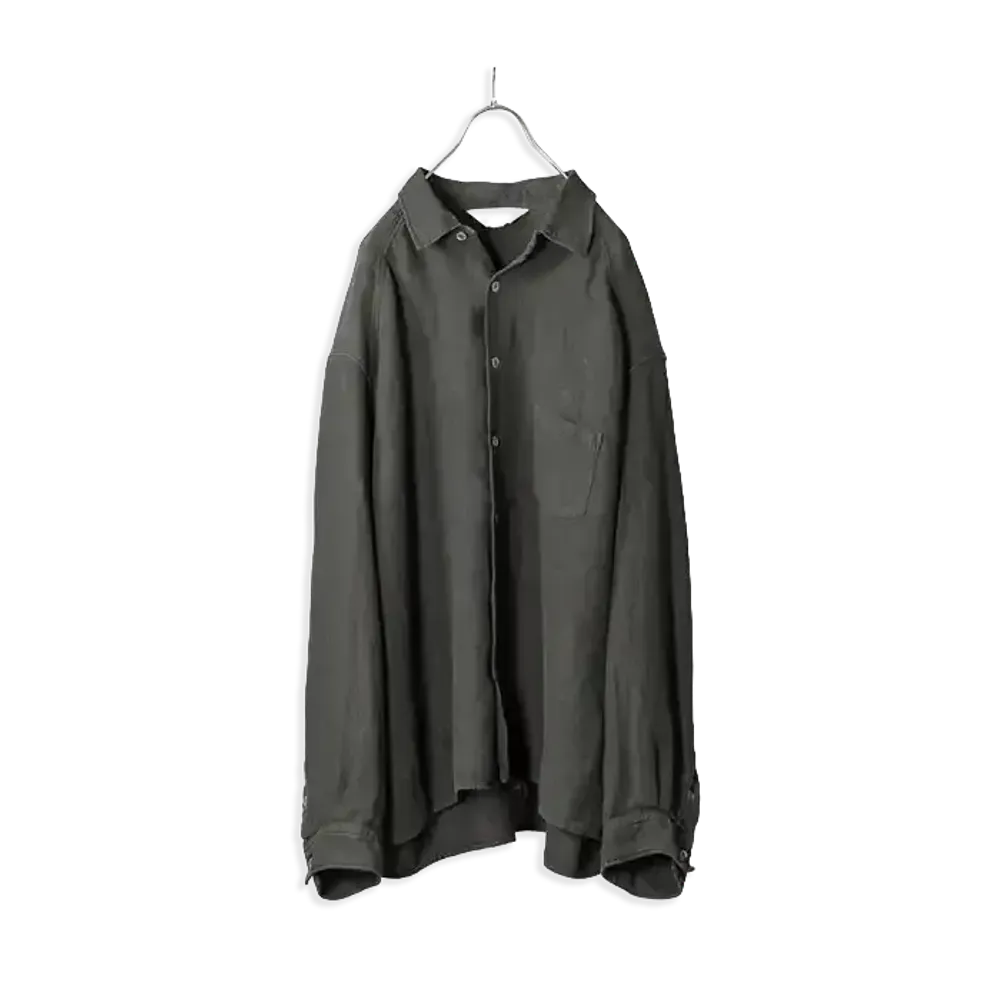 ANCELLM Linen Over Shirt "Black"
