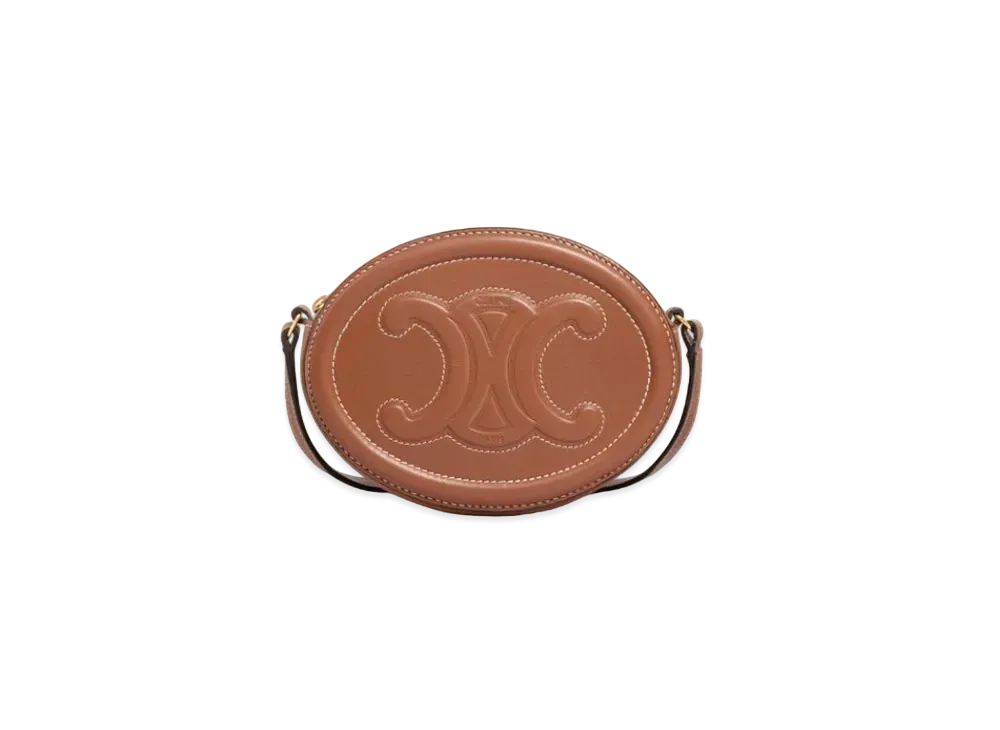 CELINE Crossbody Oval Purse In Smooth Calfskin "Tan"