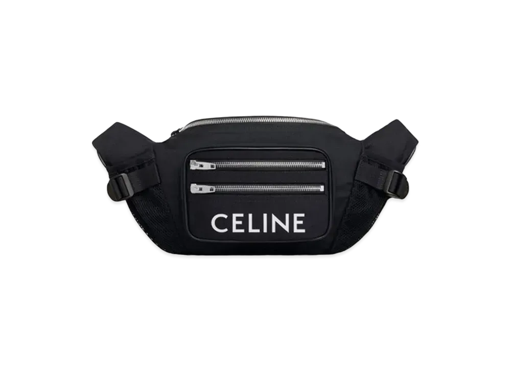 CELINE Large Zipped Belt Bag Trekking In Nylon With Celine Print "Black"