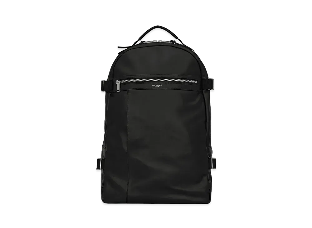 SAINT LAURENT City Trekking Backpack In Lambskin And Nylon "Black"