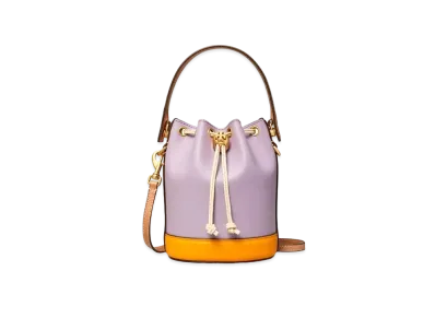 TORY BURCH T Monogram Color Block Mini Bucket Bag "Thistle Mix"