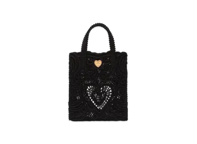 Dolce&Gabbana Shopping Bag Small Code Lace Embroidery "Black"