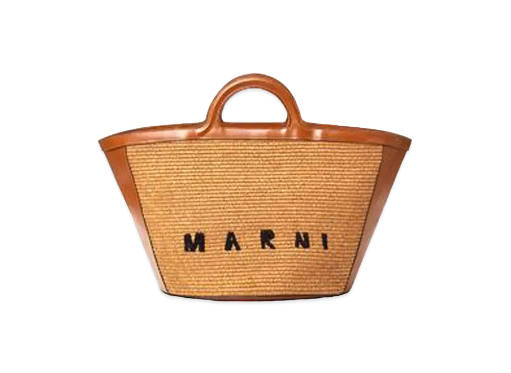 マルニ レザー / ラフィア トロピカーナ マイクロバッグ ショルダーストラップ BMMP0067Q0P386000M50