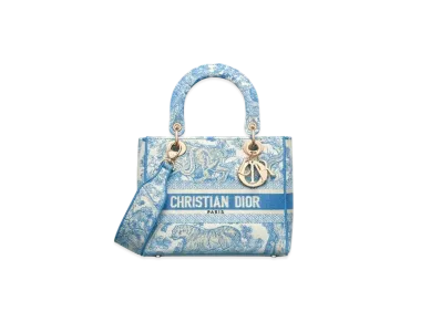 Dior Lady D-Lite Medium Bag Towal De Juy Embroidery "Blue"