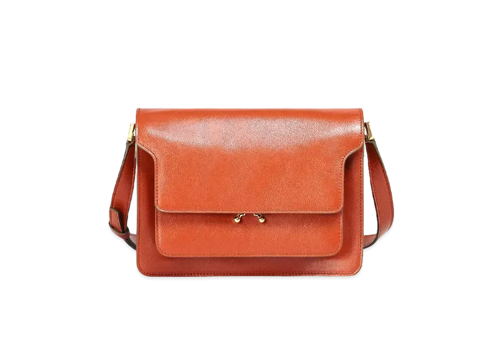 Marni Brown Tumbled Calf Medium Trunk Soft Bag "Lust"