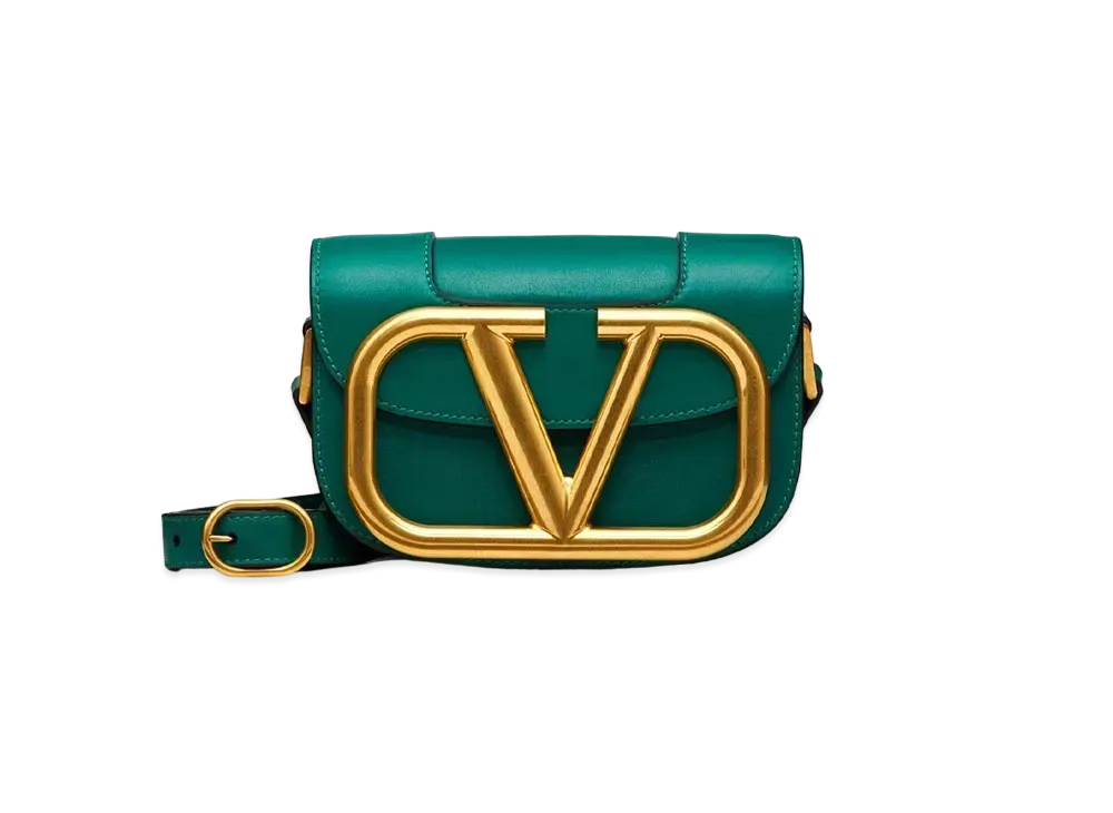Valentino Small Supervee Crossbody Calfskin Bag "Green"
