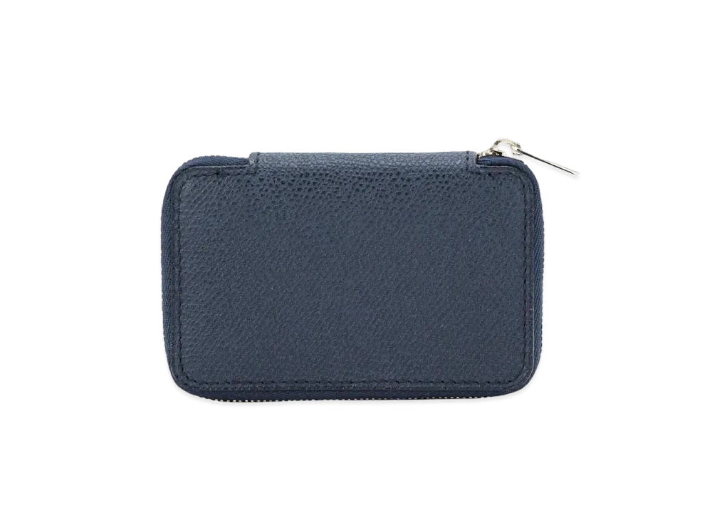 Valextra Round Zip Mini Wallet "Navy"