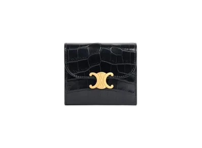 CELINE Small Triomphe Wallet In Crocodile "Black"