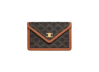 CELINE Wallet On Chain In Triomphe Canvas And Lambskin "Tan"