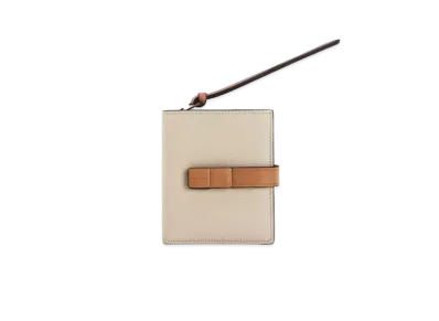 LOEWE Compact Zip Wallet In Soft Grained Calfskin "Light Oat / Honey"