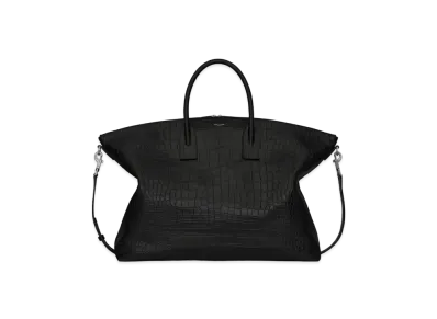SAINT LAURENT Giant Bowling Bag In Crocodile-Embossed Leather "Black"