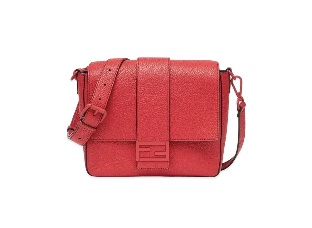 FENDI Baguette Messenger Bag Medium Leather Bag "Red"