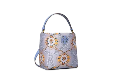 TORY BURCH Mac Glow Bocade Small Bucket Bag "Sea Frost"