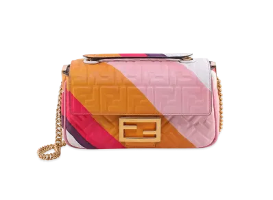 FENDI Baguette Chain Medium Leather Bag Print "Multicolor"