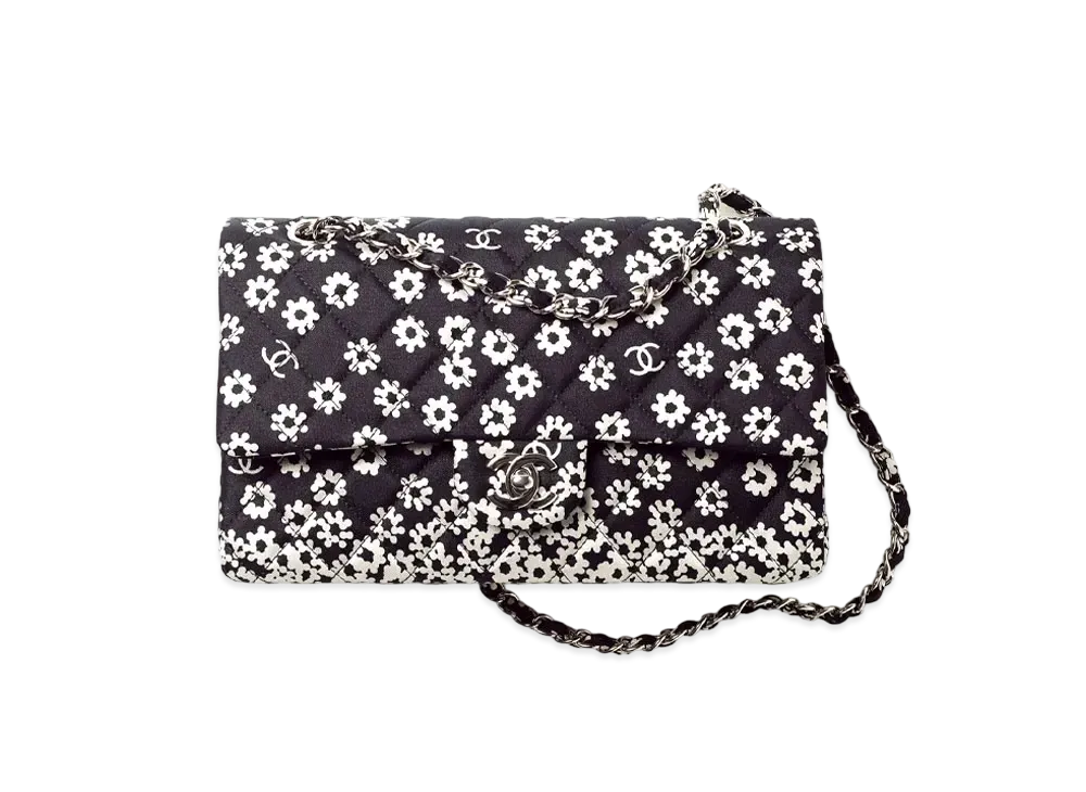 CHANEL Classic Hand Bag Print Fabric "Black White"