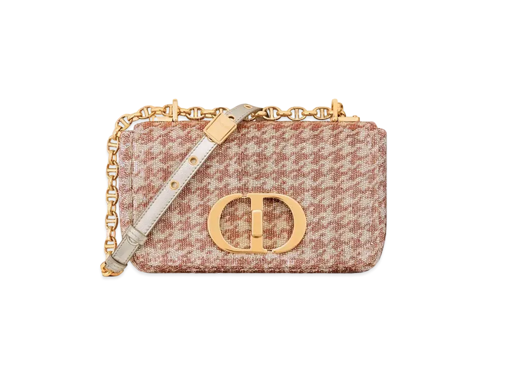 Dior Caro Small Bag Houndtooth Embroidery "Pink"