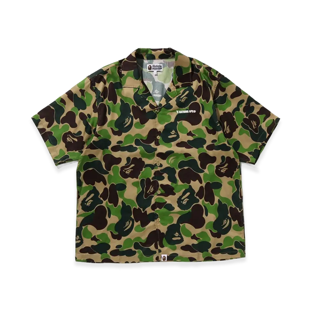A BATHING APE ABC Camo Open Collar SS Shirt "Green"
