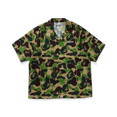 A BATHING APE ABC Camo Open Collar SS Shirt "Green"