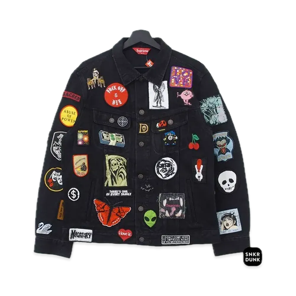 Supreme Patches Denim Trucker Jacket "Black"