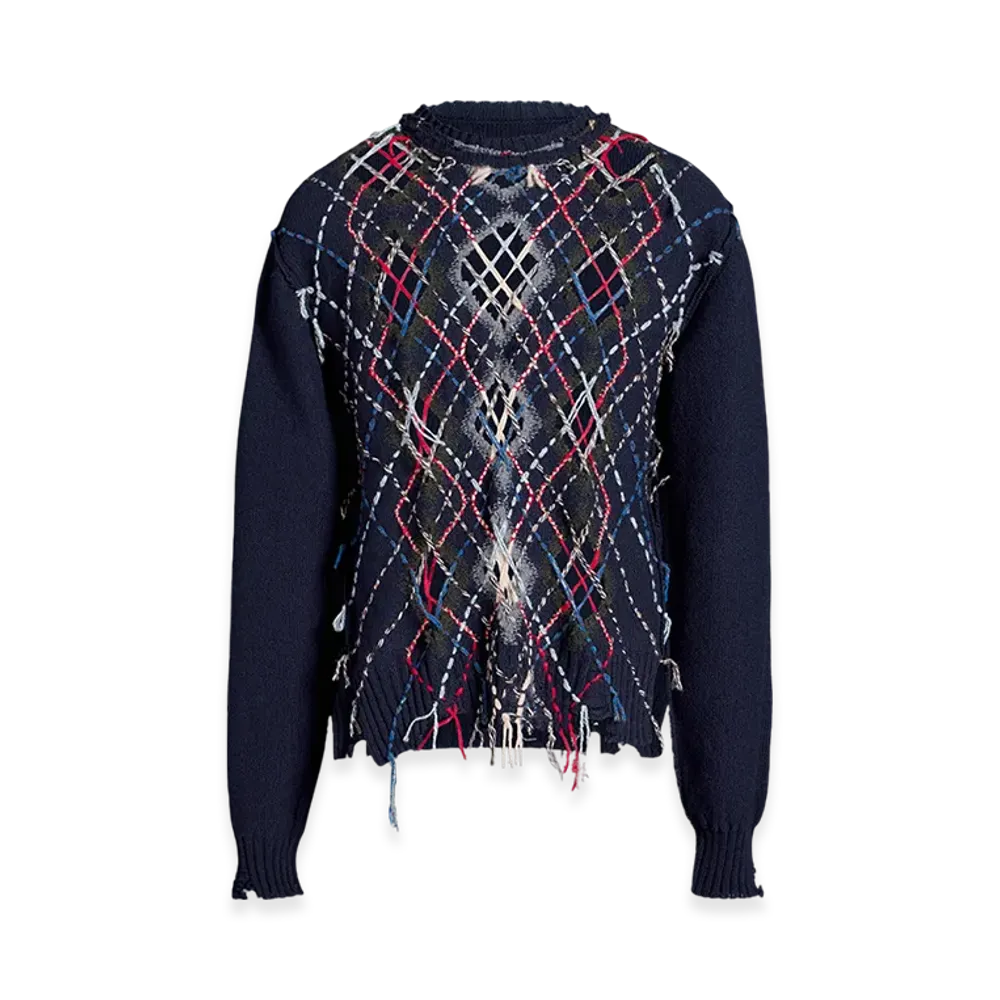 Maison Margiela Cut-Out Knit Sweater "Navy Blue/Grey"
