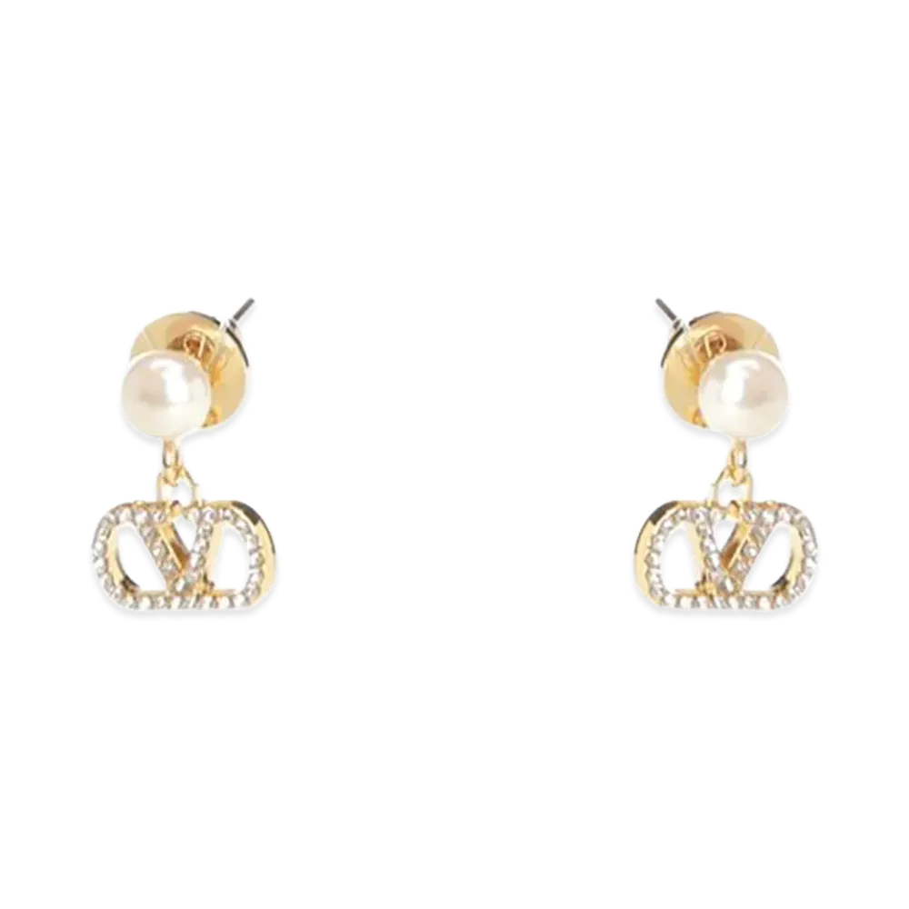 Valentino Women's "V Logo Signature Pearl" Earrings "Gold"