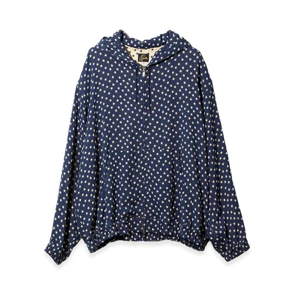 NEEDLES Zipped Hoody Double Weave Jacquard "Navy/Star"