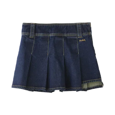 X-Girl Pleated Denim Mini Skirt "Indigo"