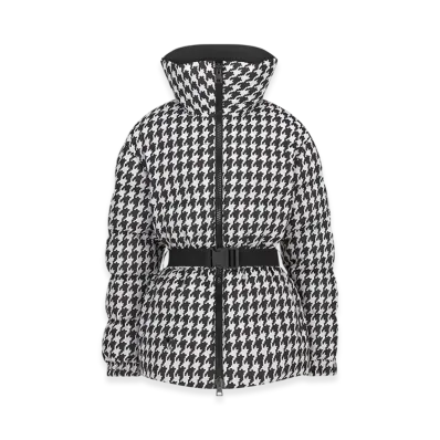 Dior Women's Alps Puffer Jacket with Belt Houndstooth Quilted Technical Taffeta "Black/White"