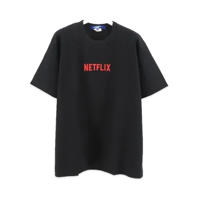 JUNYA WATANABE Cotton Jersey Print Netflix T-Shirt "Black/Red"