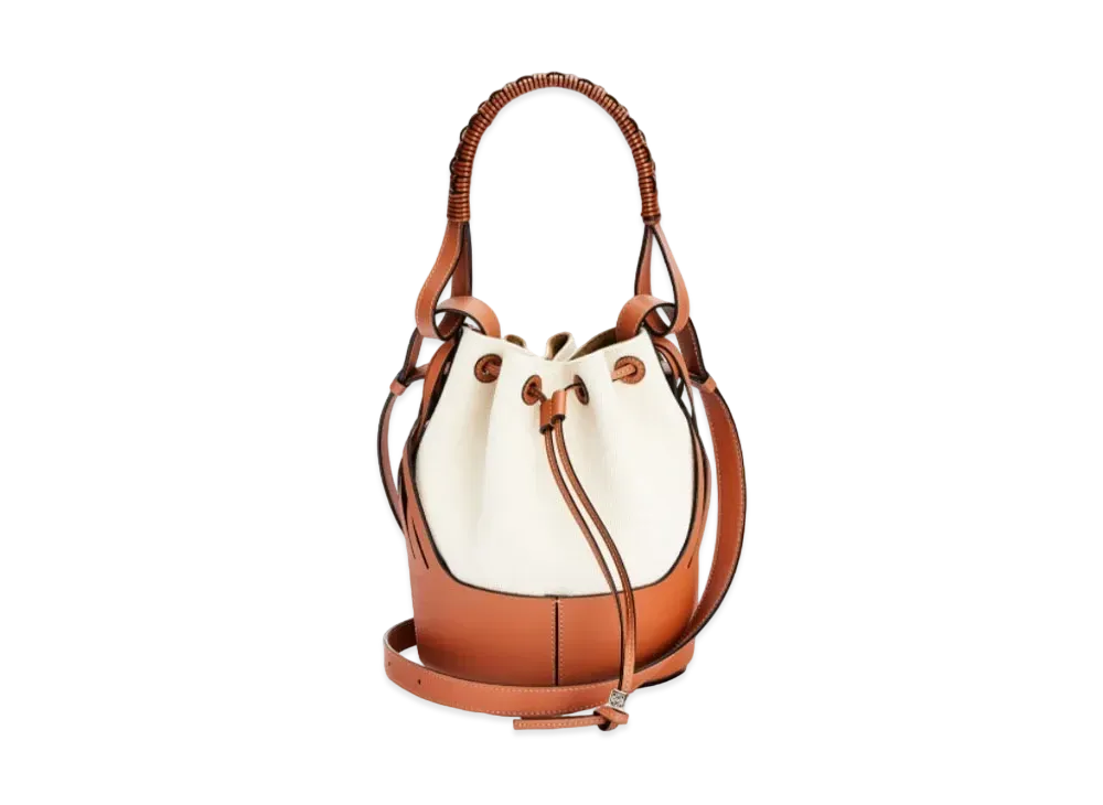 LOEWE Small Ikebana Balloon In Calfskin And Textile "Ecru / Tan"