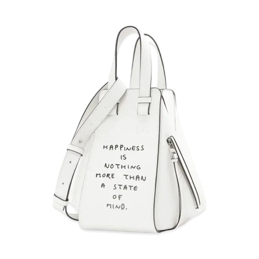LOEWE Words Small Hammock Bag In Classic Calfskin "Soft White"