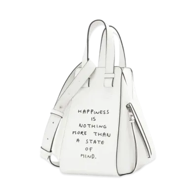 LOEWE Words Small Hammock Bag In Classic Calfskin "Soft White"