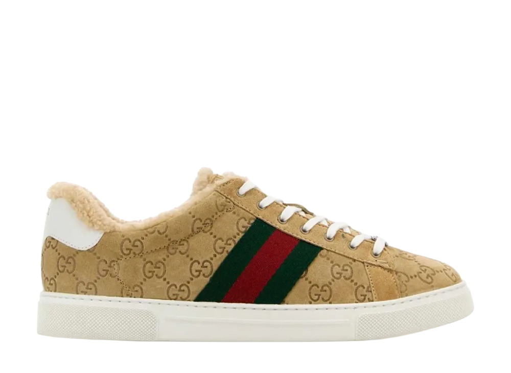 GUCCI Women's Camel Suede Ace Sneakers "Camel"